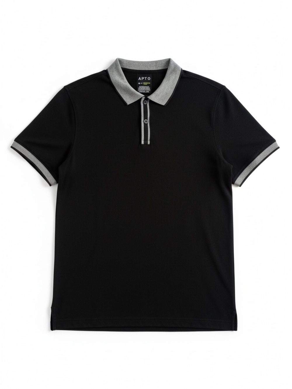 Apt. 9 Black Polo with Gray Contrast Collar